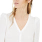 Blusa feminina Bar III com manga bufante e botões, branca, tamanho XX-S