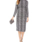 Vestido midi com bainha e estampa de cobra da INC International Concepts para mulheres, cinza, tamanho 12