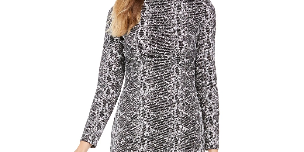 Vestido midi com bainha e estampa de cobra da INC International Concepts para mulheres, cinza, tamanho 12