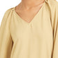 Blusa plissada feminina Bar III com manga sino, amarela, tamanho extragrande
