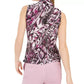 Blusa feminina Bar III estampada com decote em V, rosa brilhante, tamanho extra pequeno