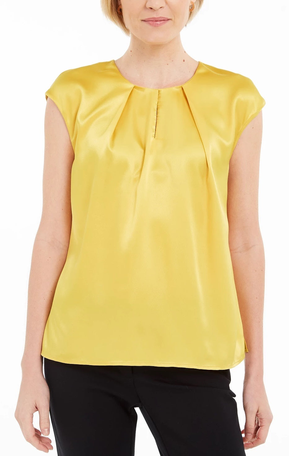 Blusa Kasper Feminina Manga Curta Gola Joia Camponesa Amarelo Tamanho P