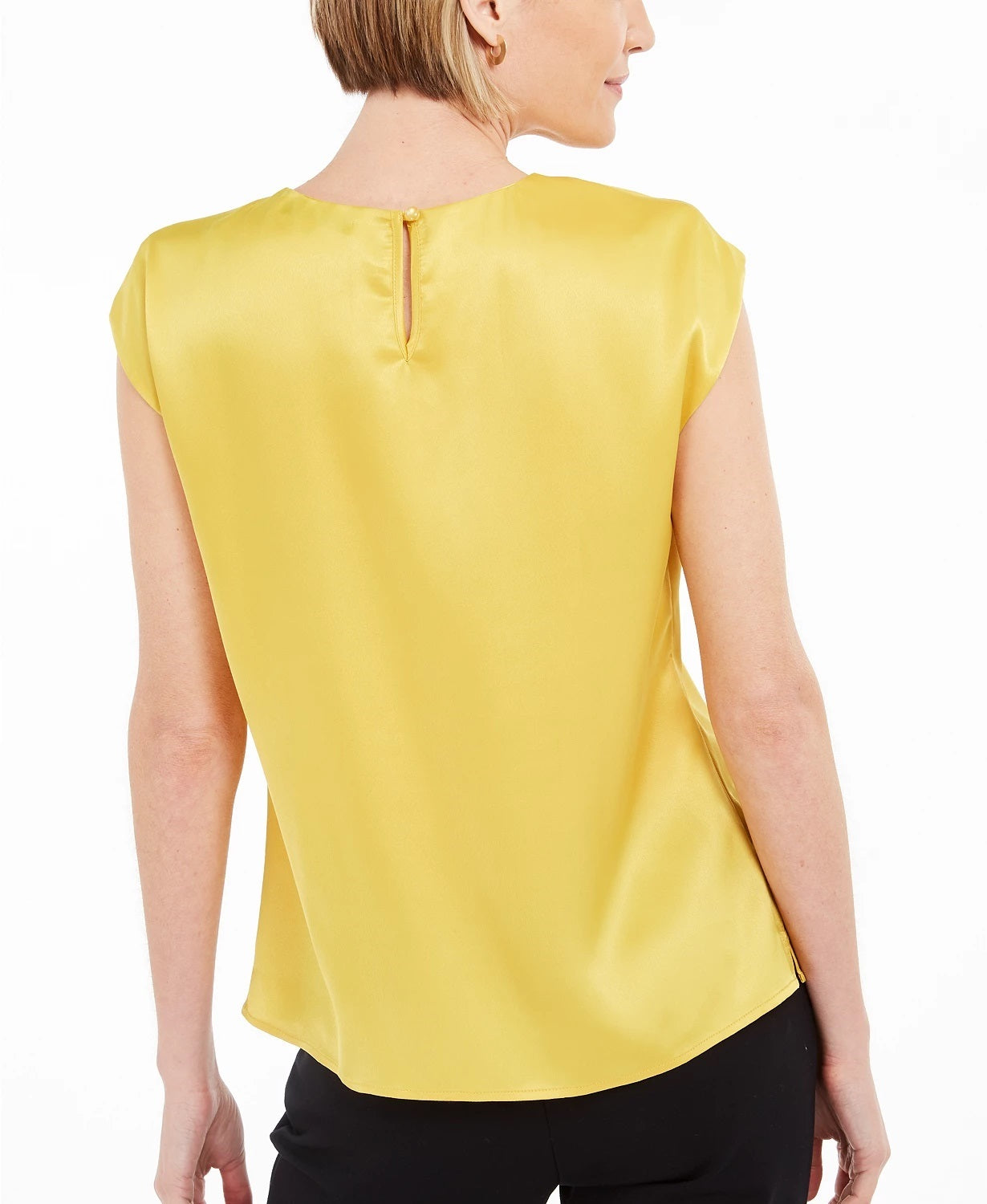 Blusa Kasper Feminina Manga Curta Gola Joia Camponesa Amarelo Tamanho P