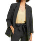 Blazer feminino Bar III com listras abertas na frente, preto, tamanho grande