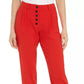 Calça plissada feminina Bar III com botões frontais, vermelha, tamanho 8