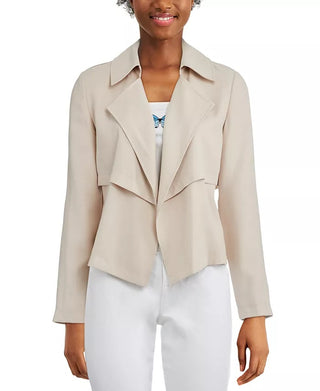 Jaqueta trench coat feminina Bar III com frente aberta, bege, tamanho XX-S