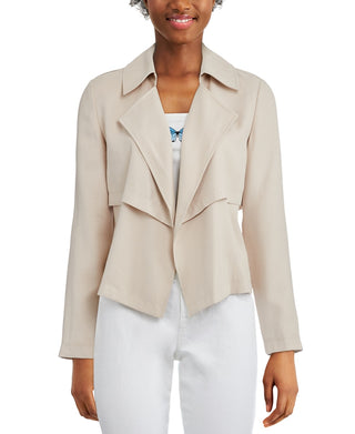 Jaqueta trench coat feminina Bar III com frente aberta, bege, tamanho grande