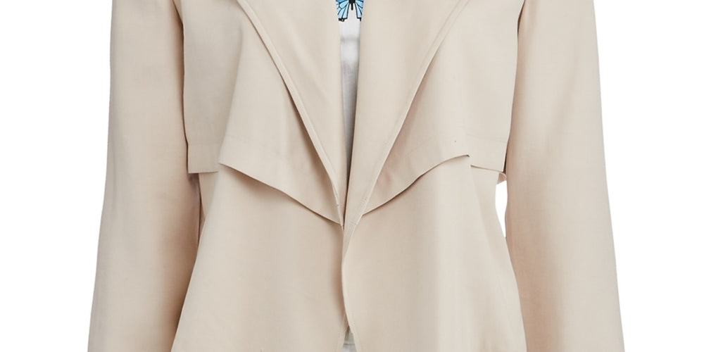 Jaqueta trench coat feminina Bar III com frente aberta, bege, tamanho grande