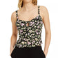 Blusa Peplum com Estampa Floral Feminina Bar III, Preta, Tamanho Médio