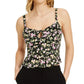 Blusa Peplum com Estampa Floral Bar III Feminina, Preta, Tamanho Pequeno