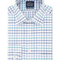 Camisa social masculina Eagle azul com janela xadrez e gola clássica, elástica, tamanho 17,1/2 x 34-35
