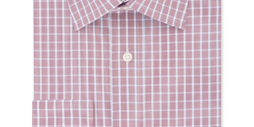 Camisa social xadrez Eagle Masculina Classic Regular Fit, sem passar a ferro, gola elástica, vermelha, tamanho 18,5 x 34 x 35