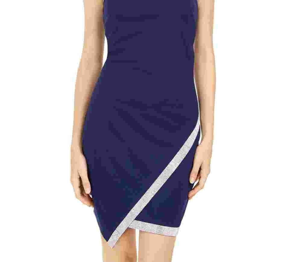 BCX Juniors' Bainha Assimétrica com Strass Azul Tamanho Extra Pequeno