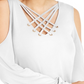 Thalia Sodi Top Feminino com Estampa Animal e Alças e Ombros Vazados, Branco, Tamanho Grande