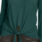 Blusa feminina Thalia Sodi com amarração frontal, verde, tamanho X-S