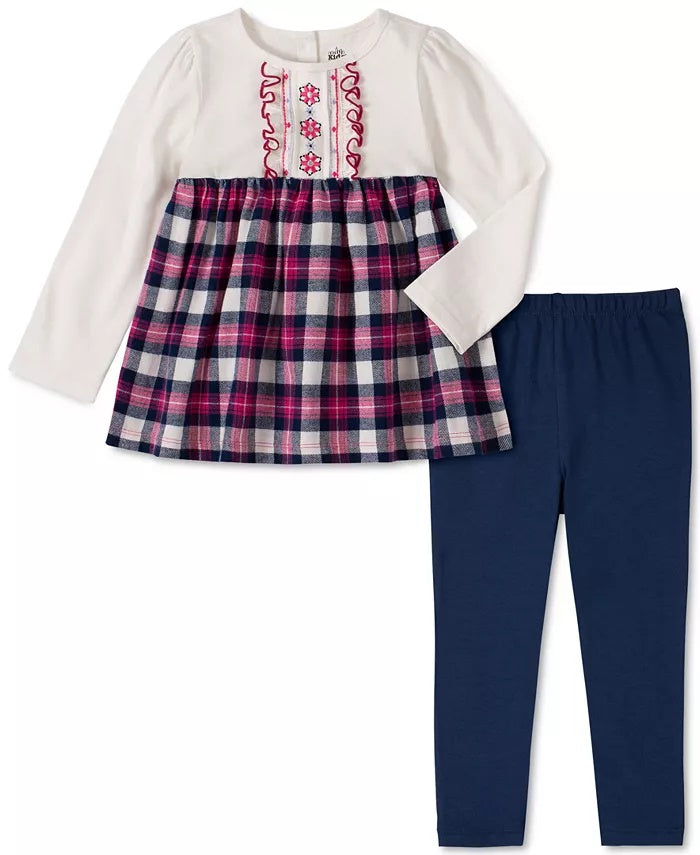 Conjunto de túnica e legging xadrez infantil Headquarters para meninas, tamanhos variados, 18 meses
