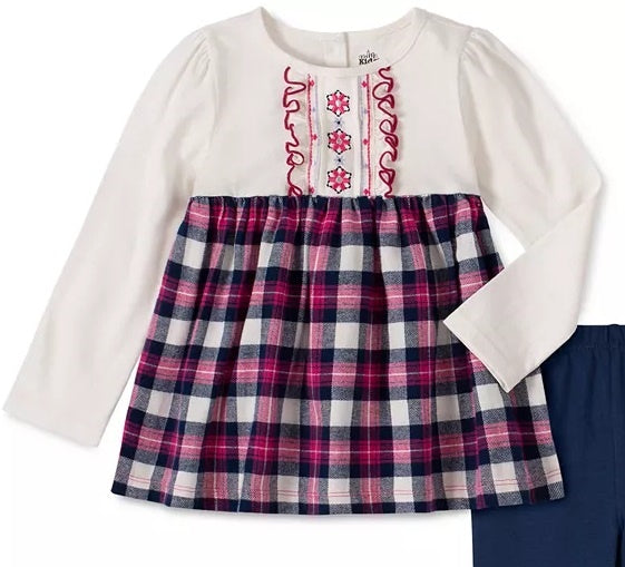 Conjunto de túnica e legging xadrez infantil Headquarters para meninas, tamanhos variados, 18 meses