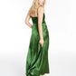 Vestido de cetim plissado feminino Morgan &amp; Co, verde, tamanho 11