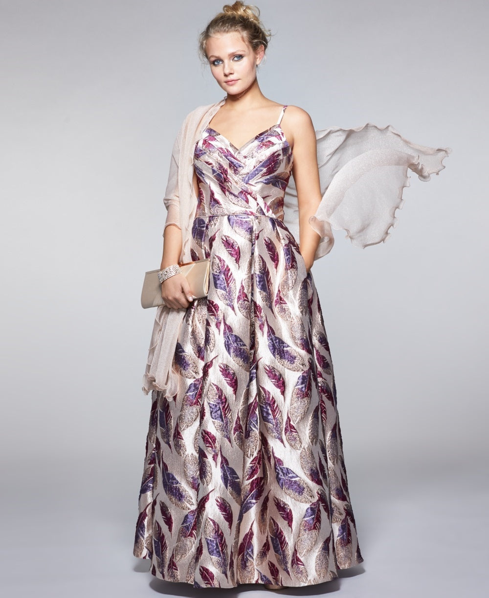 Vestido de brocado estampado infantil Morgan &amp; Company, roxo, tamanho 11