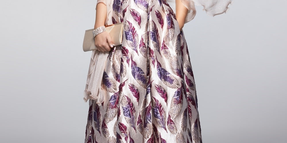 Vestido de brocado estampado infantil Morgan &amp; Company, roxo, tamanho 11