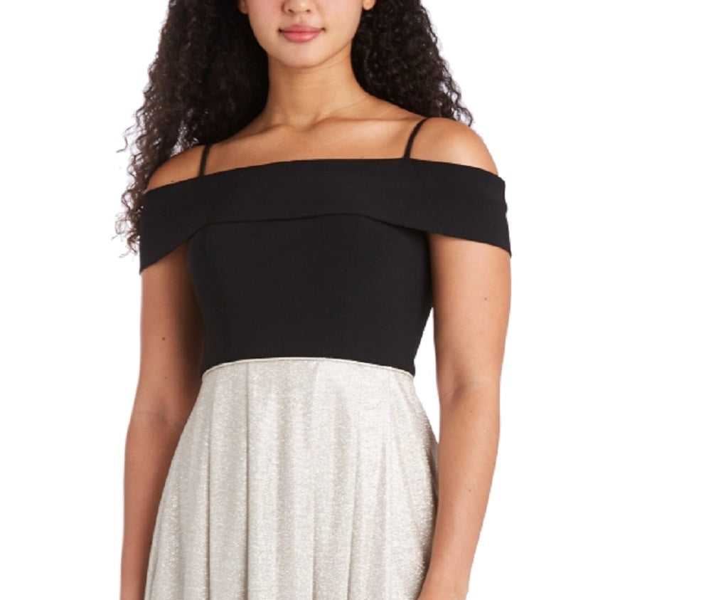 Vestido de festa infantil Morgan &amp; Company com ombros de fora e corte evasê, tamanho 7, cor carvão