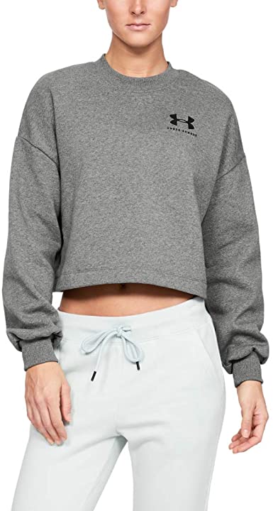 Under Armour Rival Fleece Graphic Cropped Crewneck Feminino - Cinza Escuro - Tamanho G