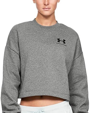 Under Armour Rival Fleece Graphic Cropped Crewneck Feminino - Cinza Escuro - Tamanho G