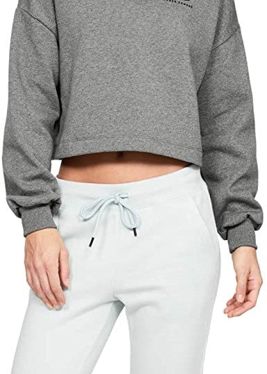 Under Armour Rival Fleece Graphic Cropped Crewneck Feminino - Cinza Escuro - Tamanho G