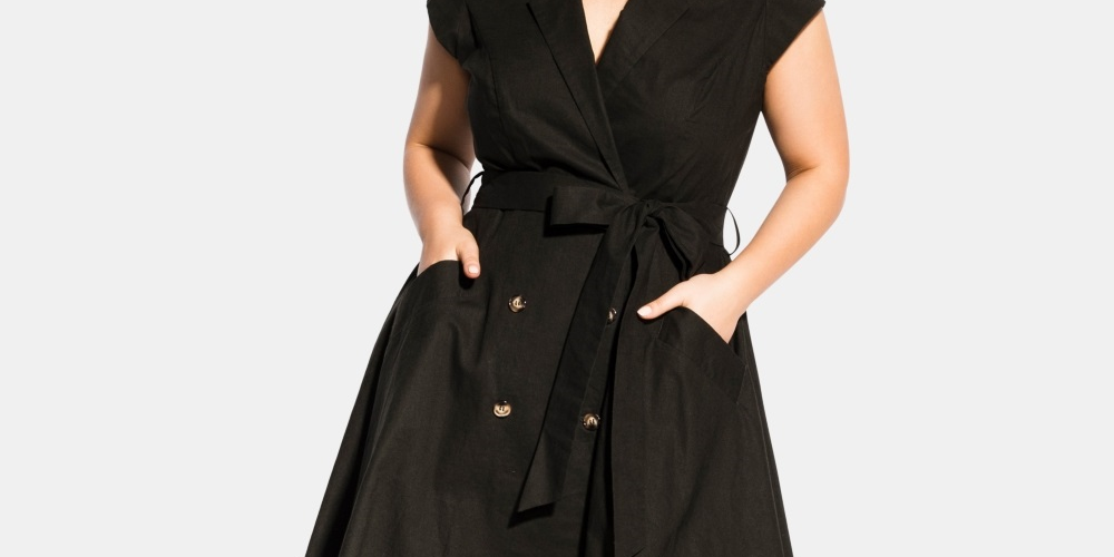 Vestido-camisa com cinto Lafayette da City Chic feminino, moderno e plus size, verde, tamanho 24W