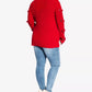 Suéter feminino City Chic Plus Size com mangas ilhós, tamanho pequeno, vermelho