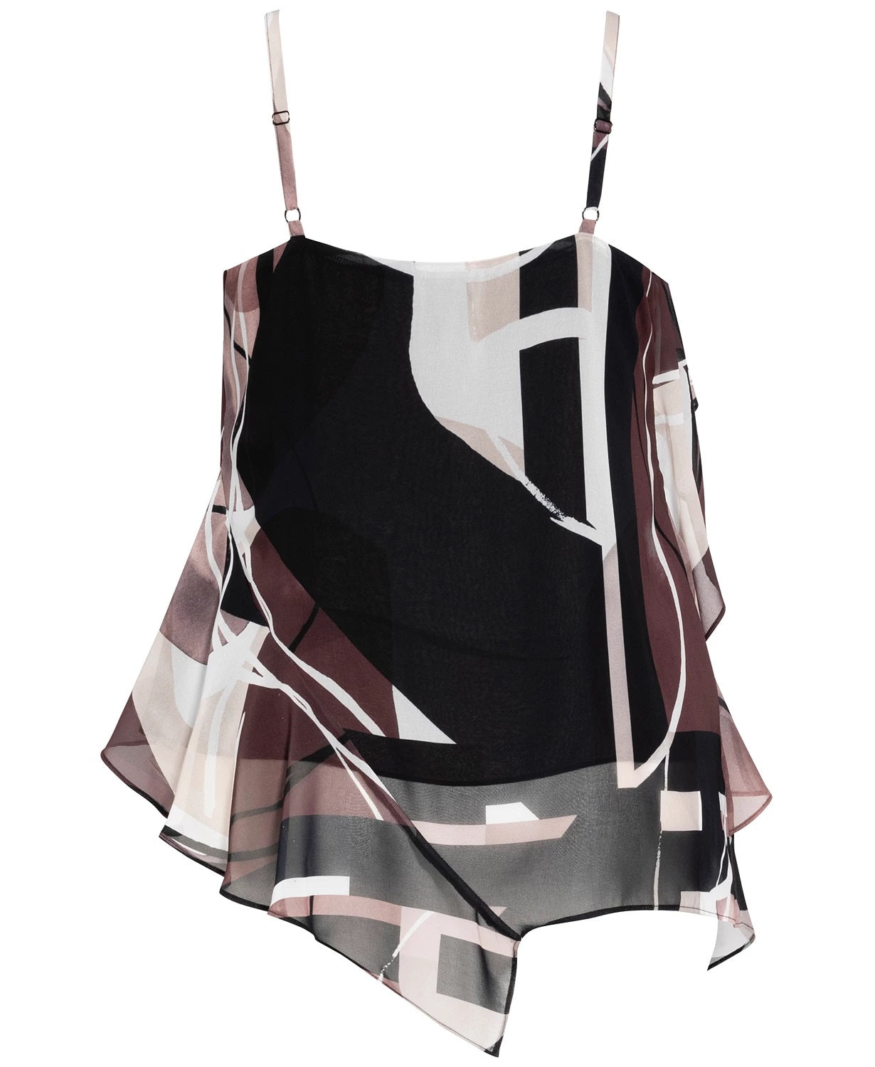 Top assimétrico estampado Sahara plus size da City Chic feminino, marrom, tamanho pequeno e pequeno