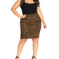 Saia feminina plus size Jungle Frenzy City Chic tamanho marrom tamanho pequeno