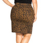 Saia feminina plus size Jungle Frenzy City Chic tamanho marrom tamanho pequeno
