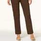 Calça justa Alfred Dunner Classics Allure Pull-On feminina, marrom, tamanho 14 S