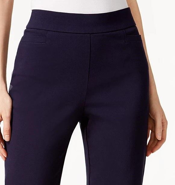 Calça feminina Alfred Dunner Classics Allure Pull-On Slim-Leg Azul-marinho - Tamanho 14