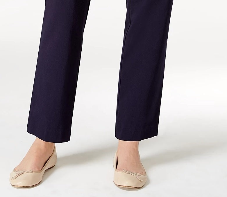 Calça feminina Alfred Dunner Classics Allure Pull-On Slim-Leg Azul-marinho - Tamanho 14