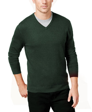 Suéter masculino Alfani com decote em V verde escuro tamanho grande