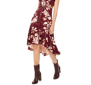 Vestido midi feminino Taylor com acabamento em crochê, vermelho escuro, tamanho 6