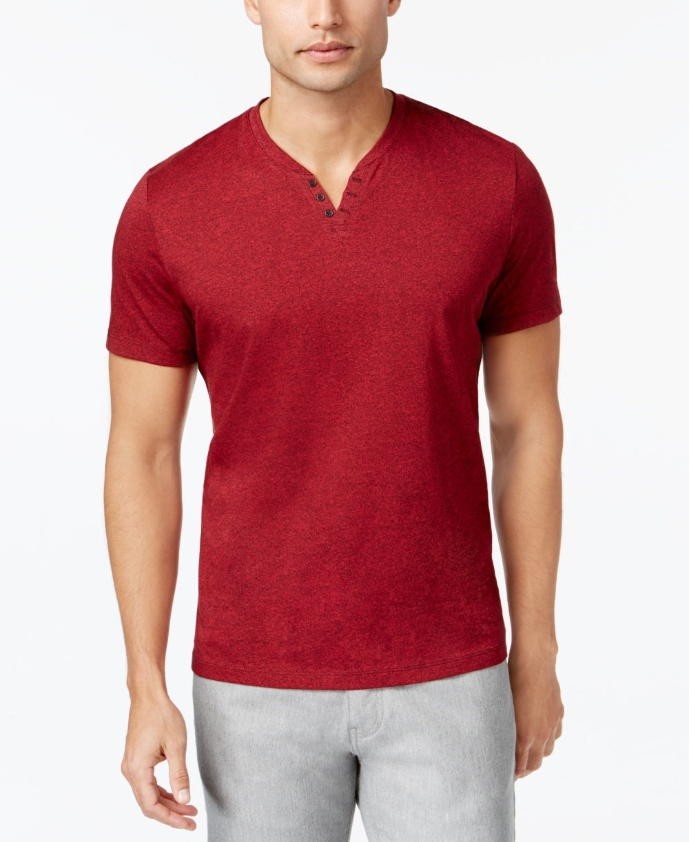 Camiseta Henley Masculina Alfani Stretch Solid Vermelha Tamanho X-G