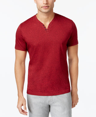 Camiseta Henley Masculina Alfani Stretch Solid Vermelha Tamanho X-G