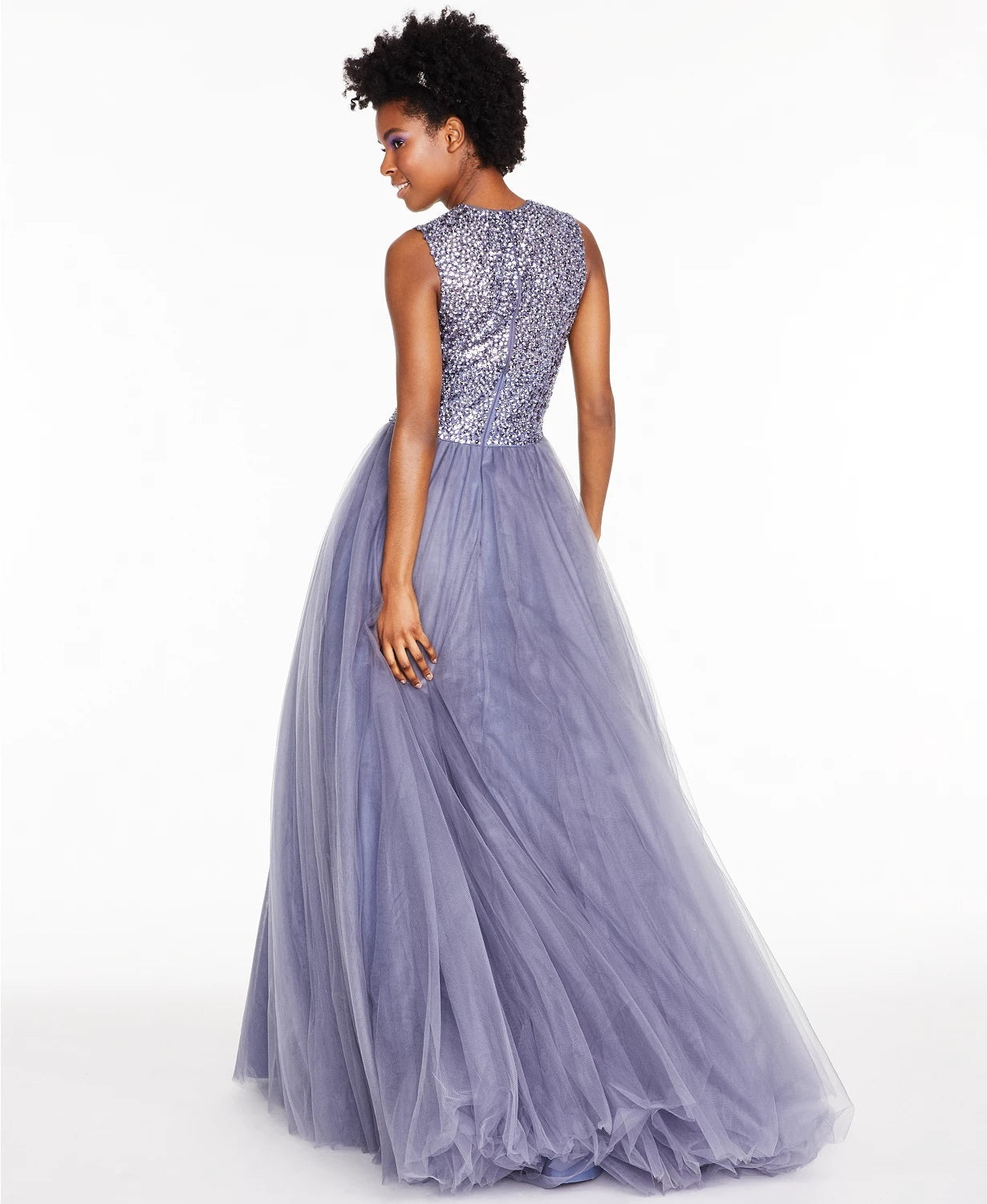 Vestido de tule com contas Glamour By Terani Juniors, roxo, tamanho 12