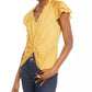 Blusa feminina Current Air com frente torcida, tamanho médio, amarelo, extra pequeno
