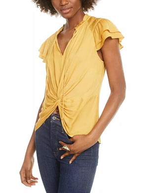 Current Air Women's Twist-Front Blouse Med Yellow Size Extra Small