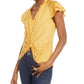 Blusa feminina Current Air com frente torcida, amarela, tamanho grande