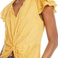 Blusa feminina Current Air com frente torcida, amarela, tamanho grande