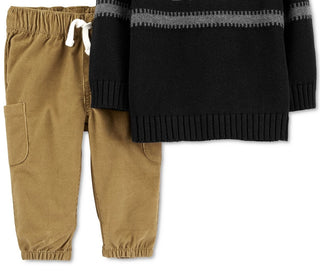 Conjunto Carter's Baby Boys 2 peças suéter de malha e calça de veludo cotelê preto tamanho recém-nascido
