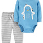 Conjunto de body e calça listrada Carter's Baby Boys, 2 peças, azul, tamanho 18 meses