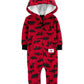 Macacão Carter's Baby Boys com capuz e estampa de floresta, vermelho, tamanho 3M
