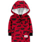 Macacão Carter's Baby Boys com capuz e estampa de floresta, vermelho, tamanho 3M
