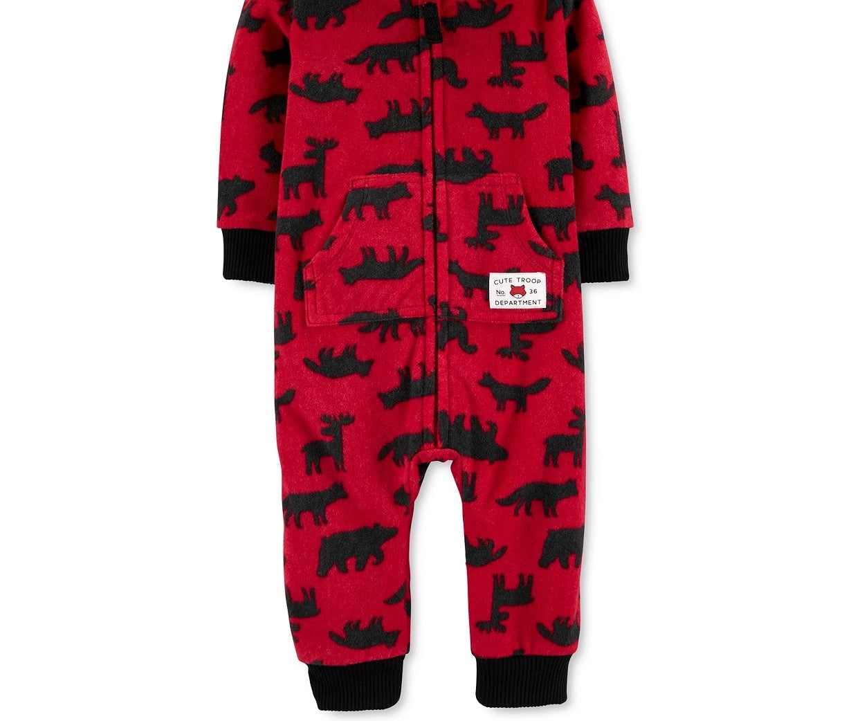 Macacão Carter's Baby Boys com capuz e estampa de floresta, vermelho, tamanho 3M